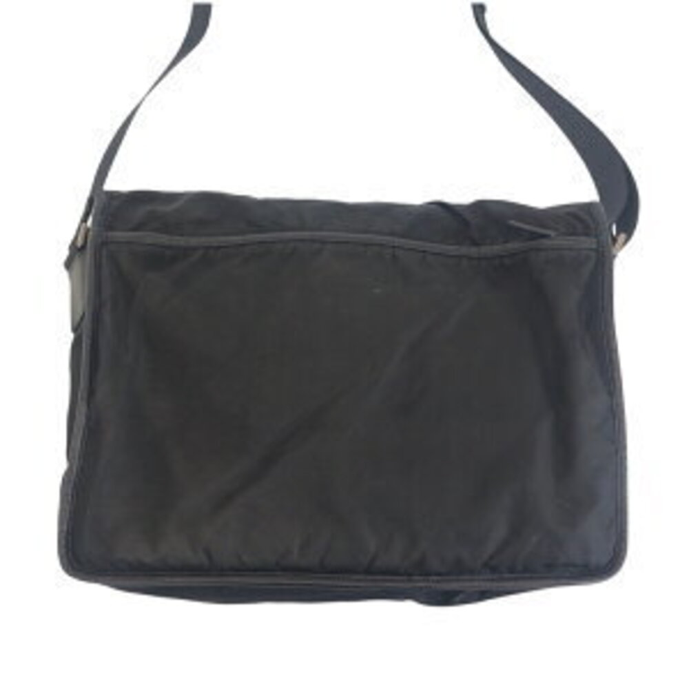 Prada shoulder plate bag logo messenger Tessuto leather triangular Nylon black